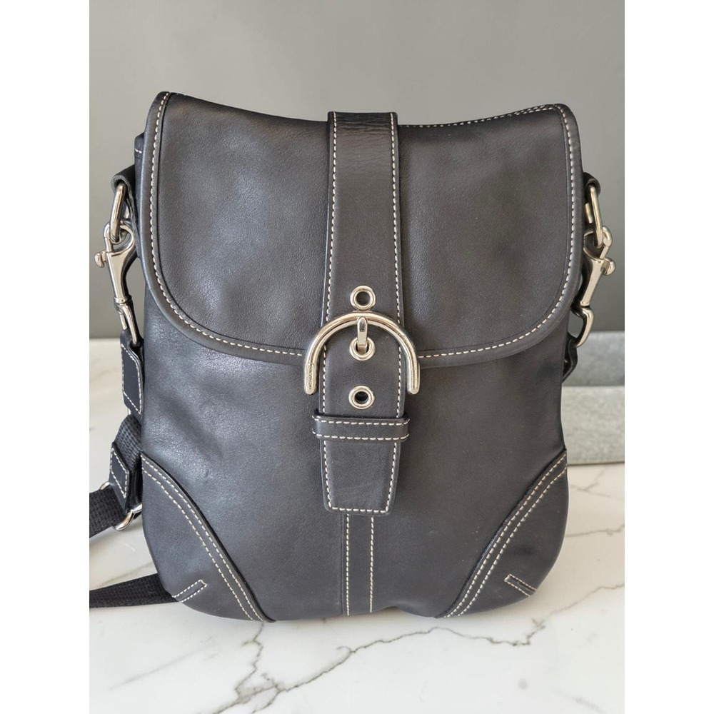 Vintage 2005 Coach Soho Buckle Flap Crossbody Bag 4786 Black Leather‎ Y2K
